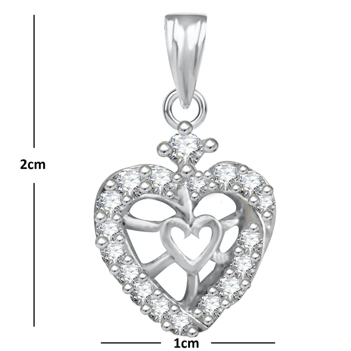 Pure 925 Sterling Silver Pendent Valentine Heart Shape CZ Pendant Locket For Women, Girls & Baby Girls