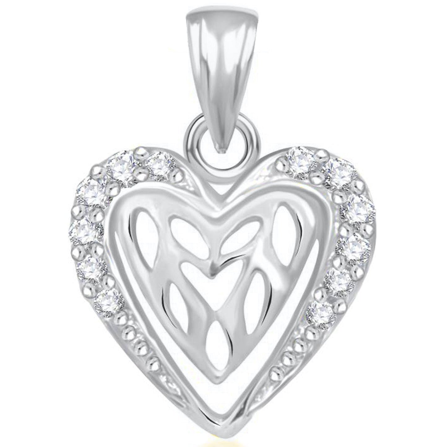 Pure 925 Sterling Silver Pendent Valentine Heart Shape In CZ Pendant Locket For Women, Girls & Baby Girls