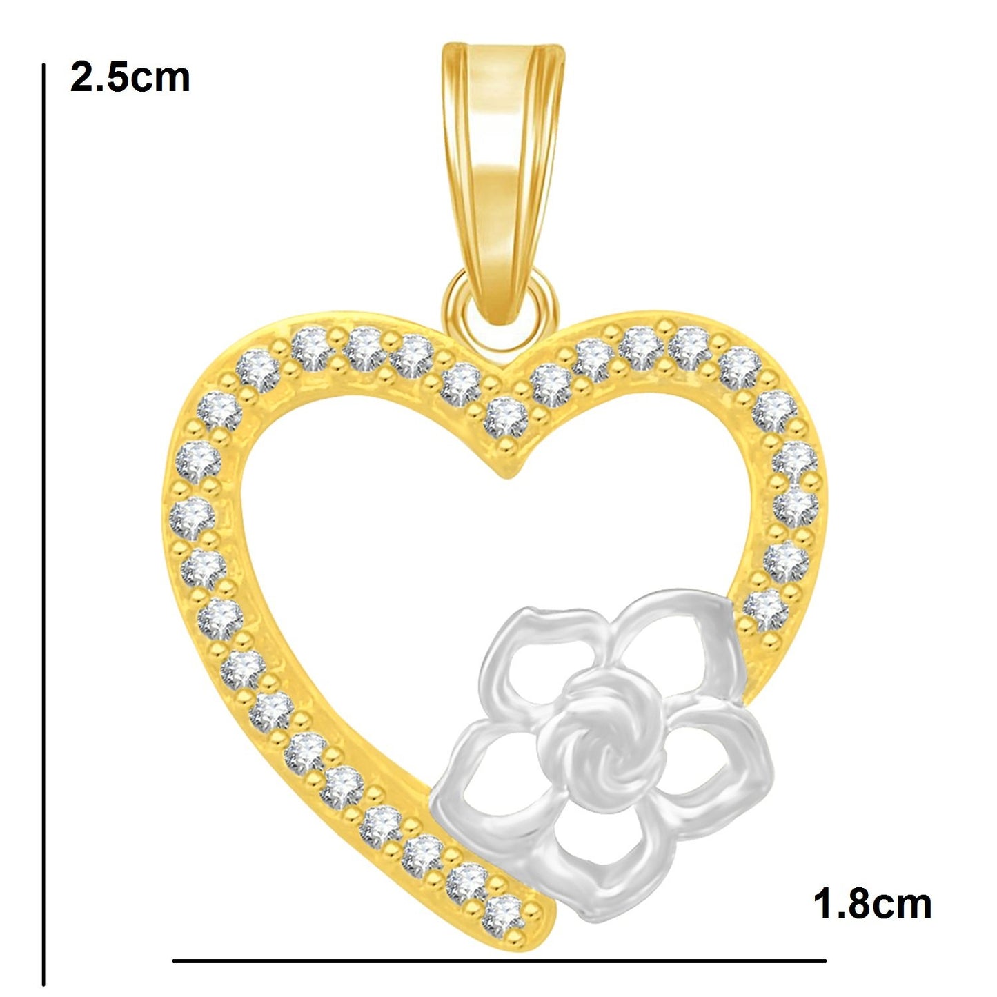 Pure 925 Sterling Silver Pendent Flower In Valentine Heart Shape In CZ Pendant Locket Gift For Women, Girls & Baby Girls