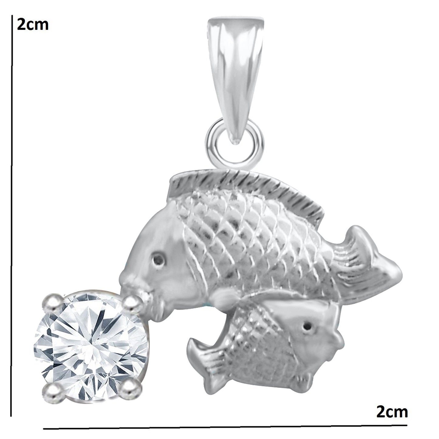 Pure 925 Sterling Silver Pendent Dual Dolphin Fish Solitaire Single Stone In CZ Pendant Locket Gift For Women, Girls & Baby Girls