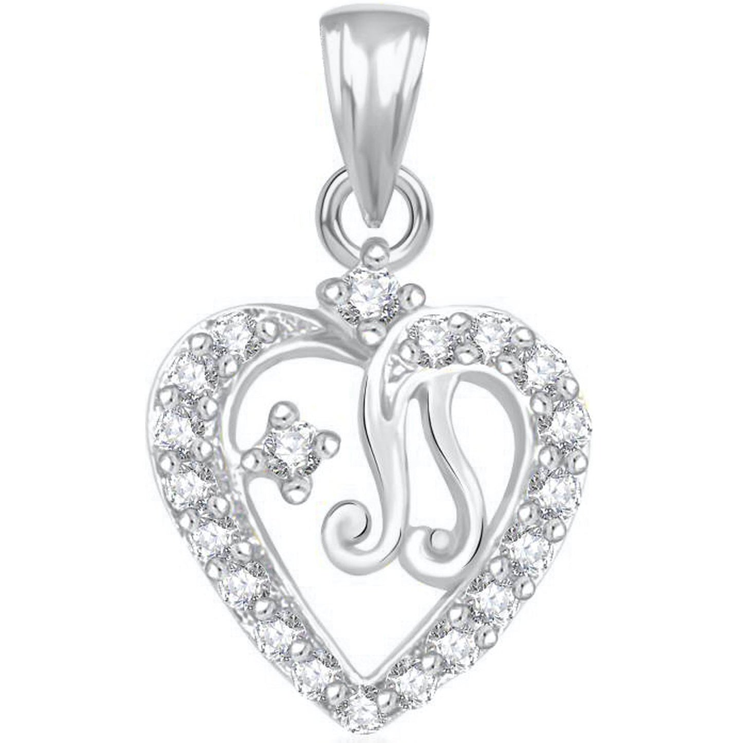 Pure 925 Sterling Silver Pendent Valentine Heart Shape In CZ Pendant Locket For Women, Girls & Baby Girls