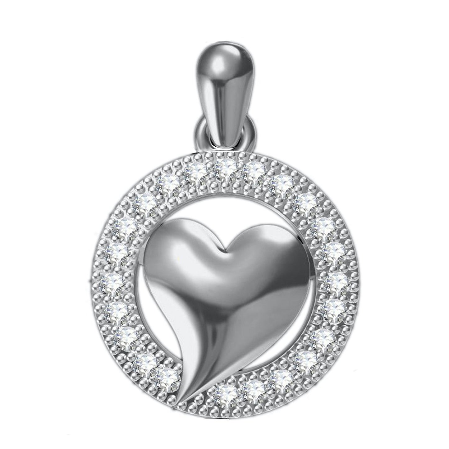 Pure 925 Sterling Silver Pendent In Valentine Heart Shape CZ Pendant Locket Jewelry Set