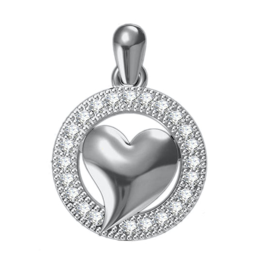 Pure 925 Sterling Silver Pendent Valentine Heart Shape In CZ Pendant Locket For Women, Girls & Baby Girls