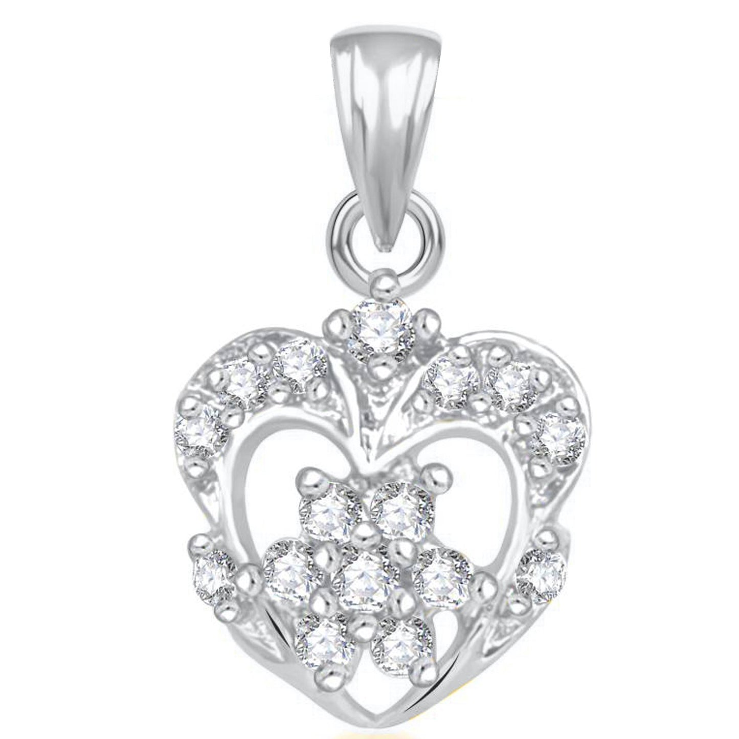 Pure 925 Sterling Silver Pendent Valentine Heart Shape CZ Pendant Locket For Women, Girls & Baby Girls