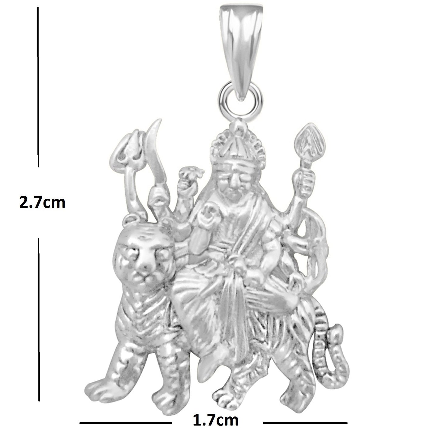 Pure 925 Sterling Silver Pendent Goddess Sherawali Ambe Maa Men Women Cz Durga God Pendant Devi Locket