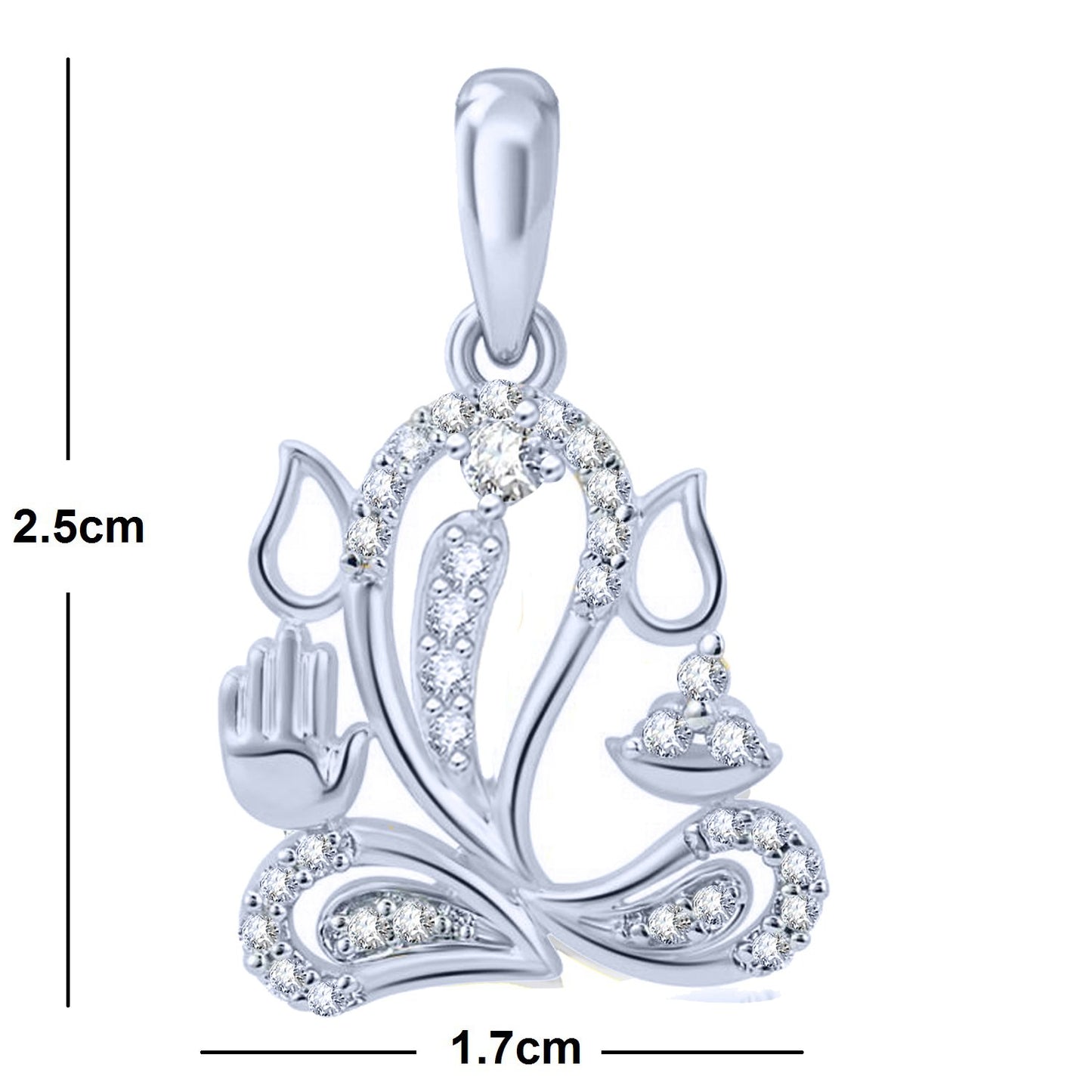 Pure 925 Sterling Silver Ganesha Ganpati Locket CZ God Pendant For Man & Women Pendent