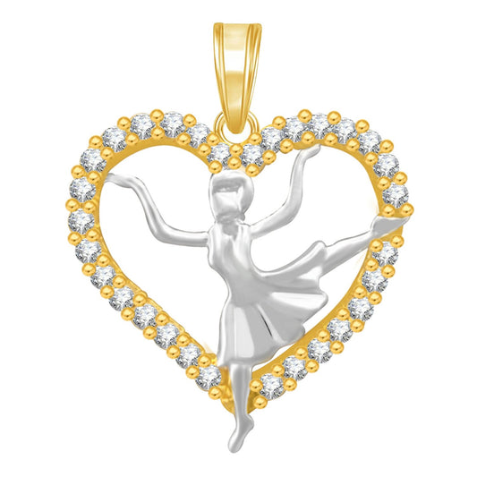 Pure 925 Sterling Silver Pendent Dancing Girl In Valentine Heart Shape CZ Pendant Locket Gift For Women, Girls & Baby Girls