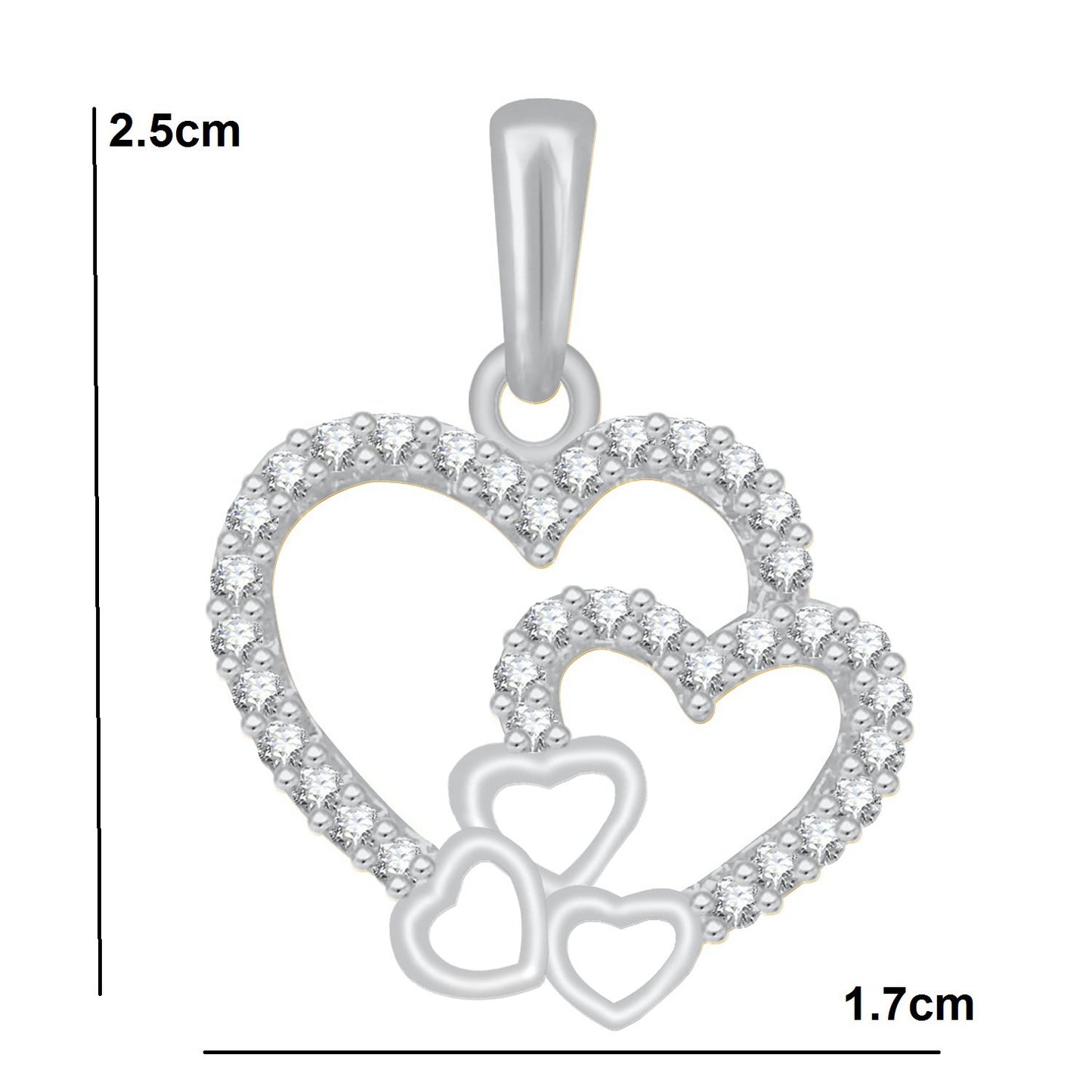 Pure 925 Sterling Silver Pendent Hearts In Valentine Heart Shape CZ Pendant Locket Gift For Women, Girls & Baby Girls