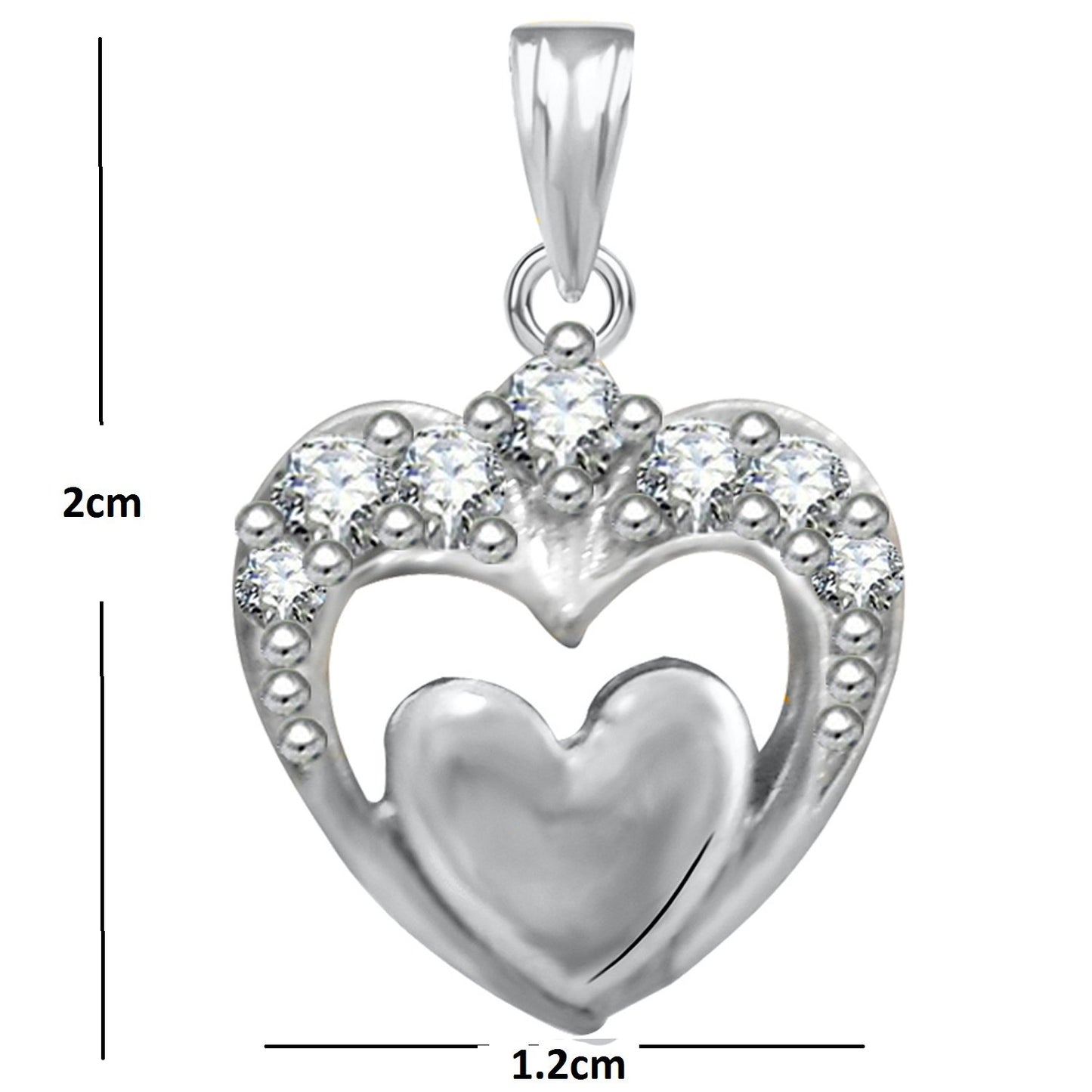 Pure 925 Sterling Silver Pendent Valentine Heart Shape CZ Pendant Locket For Women, Girls & Baby Girls