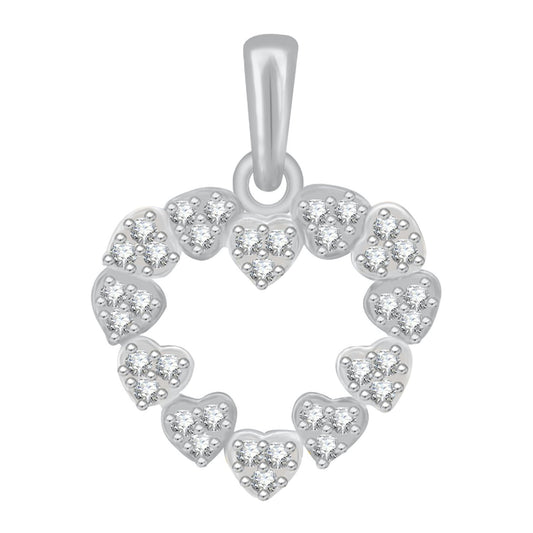 Pure 925 Sterling Silver Pendent Diamonds In Valentine Heart Shape CZ Pendant Locket Gift For Women, Girls & Baby Girls