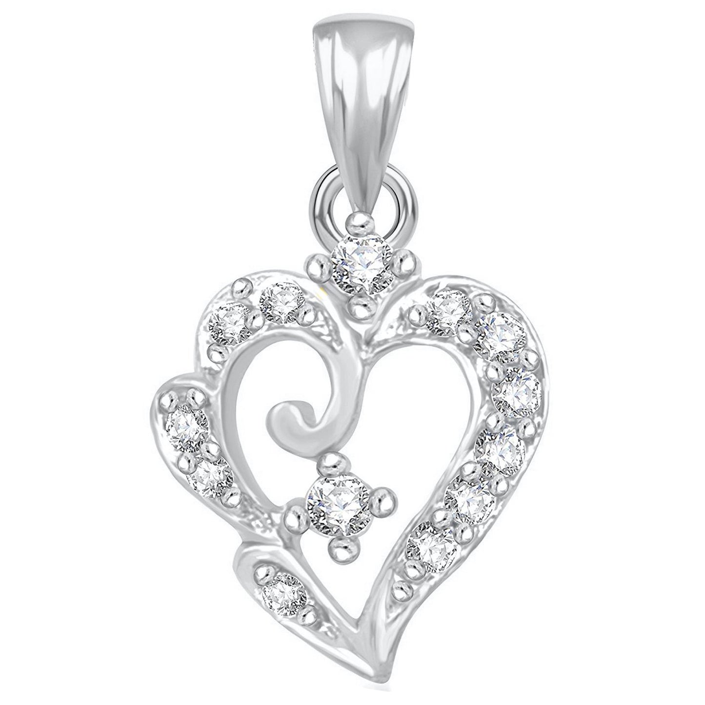 Pure 925 Sterling Silver Pendent Valentine Heart Shape In CZ Pendant Locket For Women, Girls & Baby Girls