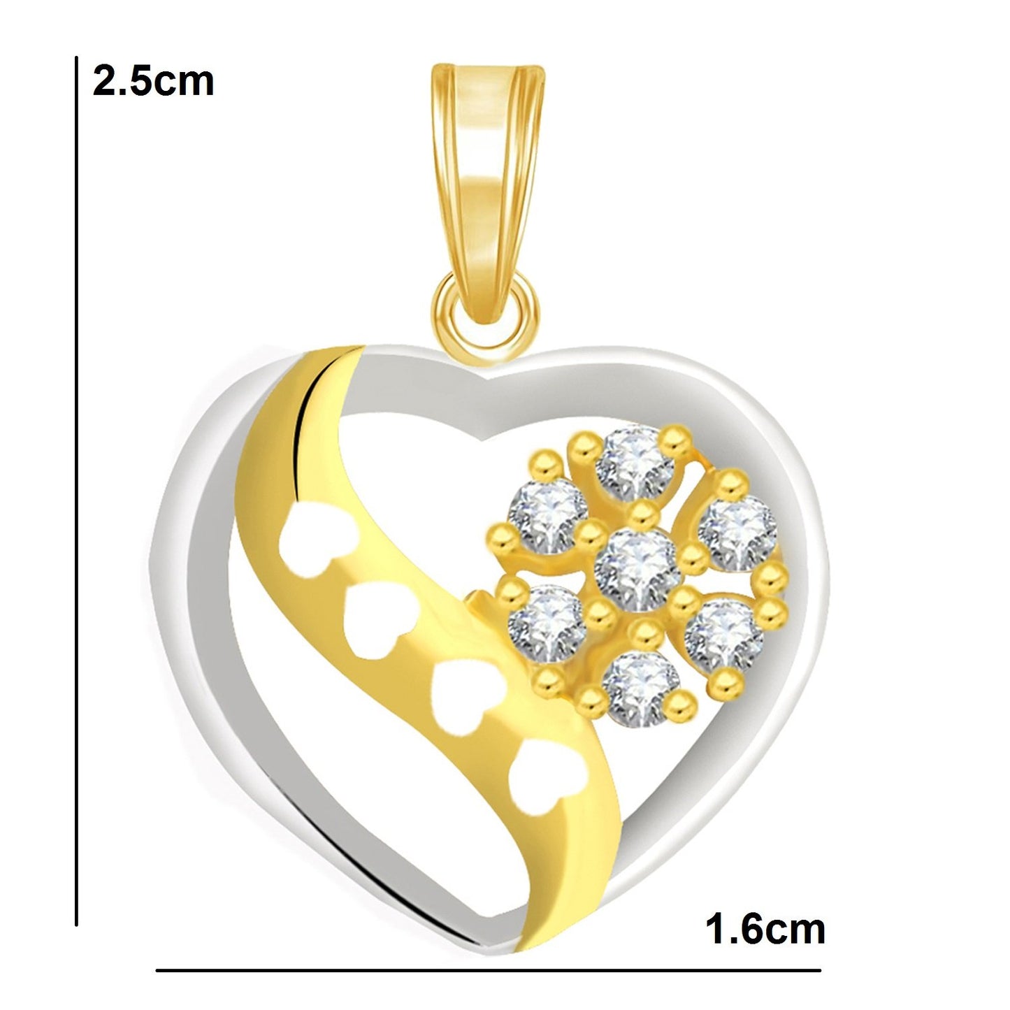 Pure 925 Sterling Silver Pendent Flower in Valentine Heart Shape CZ Pendant Locket Gift For Women, Girls & Baby Girls