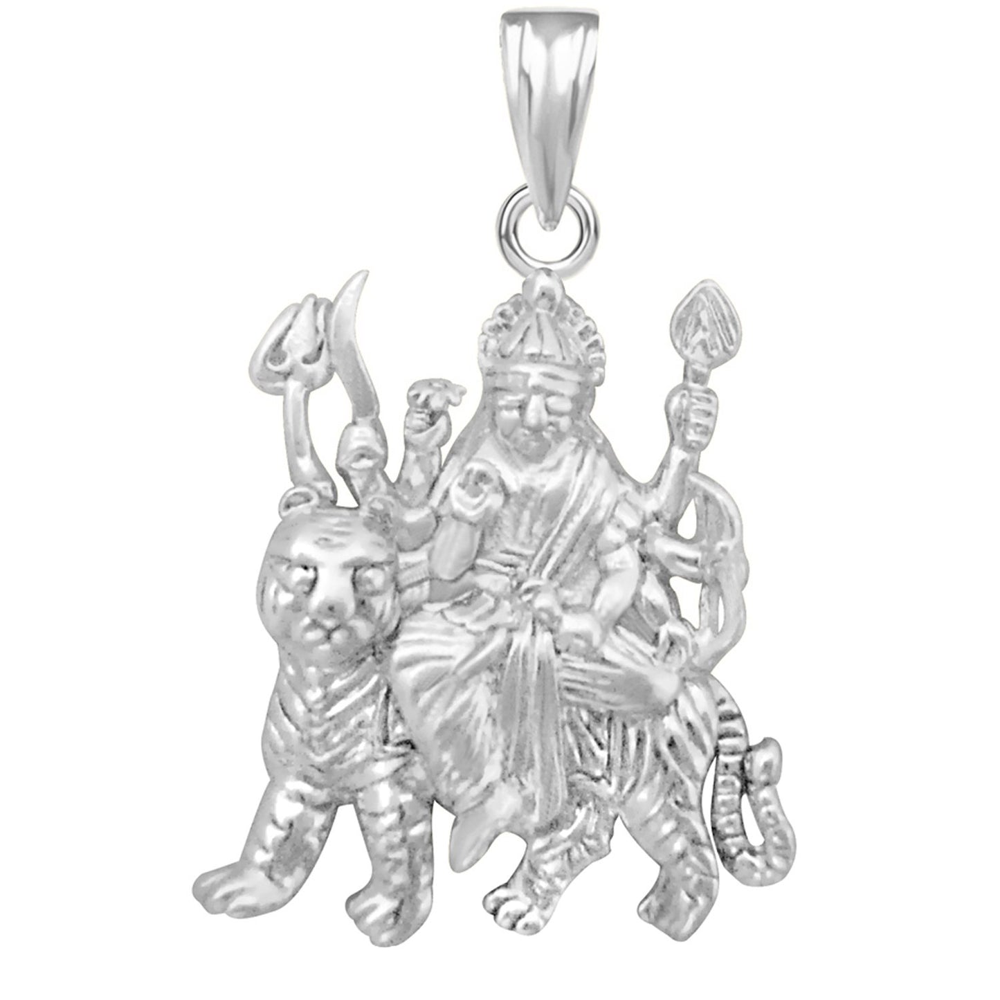 Pure 925 Sterling Silver Pendent Goddess Sherawali Ambe Maa Men Women Cz Durga God Pendant Devi Locket