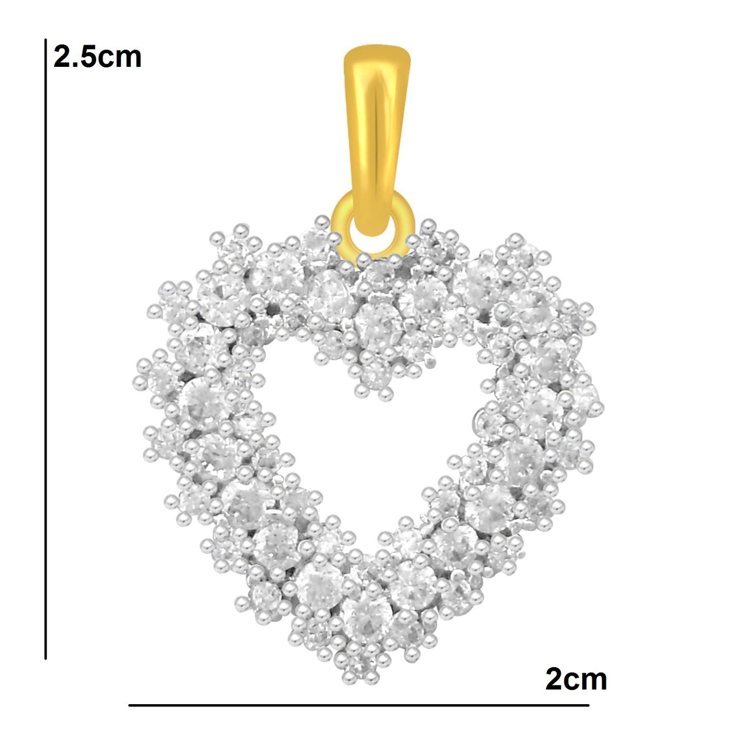 Pure 925 Sterling Silver Pendent Diamonds In Valentine Heart Shape CZ Pendant Locket Gift For Women, Girls & Baby Girls