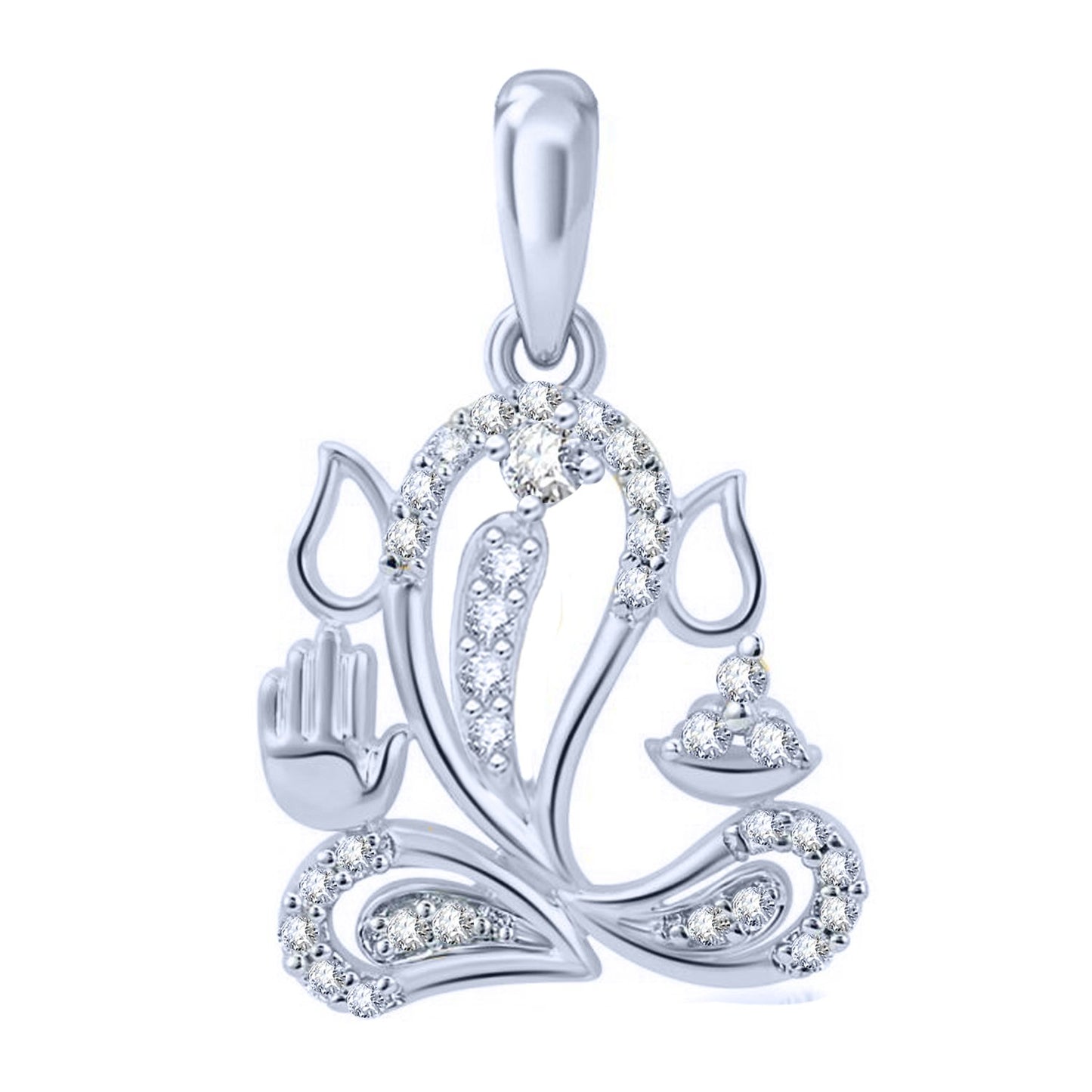 Pure 925 Sterling Silver Ganesha Ganpati Locket CZ God Pendant For Man & Women Pendent