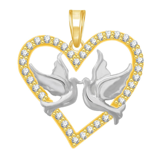 Pure 925 Sterling Silver Pendent Love Birds in Valentine Heart Shape CZ Pendant Locket Gift For Women, Girls & Baby Girls