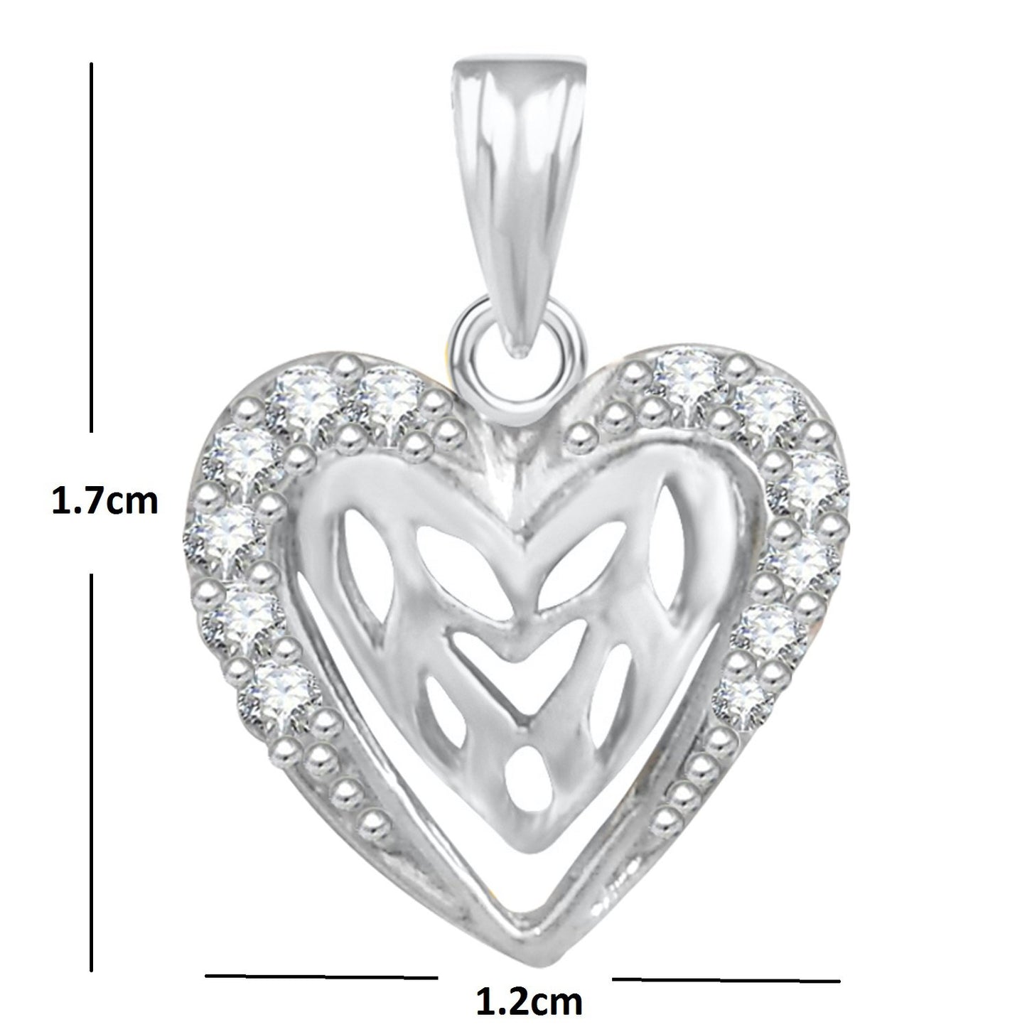 Pure 925 Sterling Silver Pendent Valentine Heart Shape In CZ Pendant Locket For Women, Girls & Baby Girls