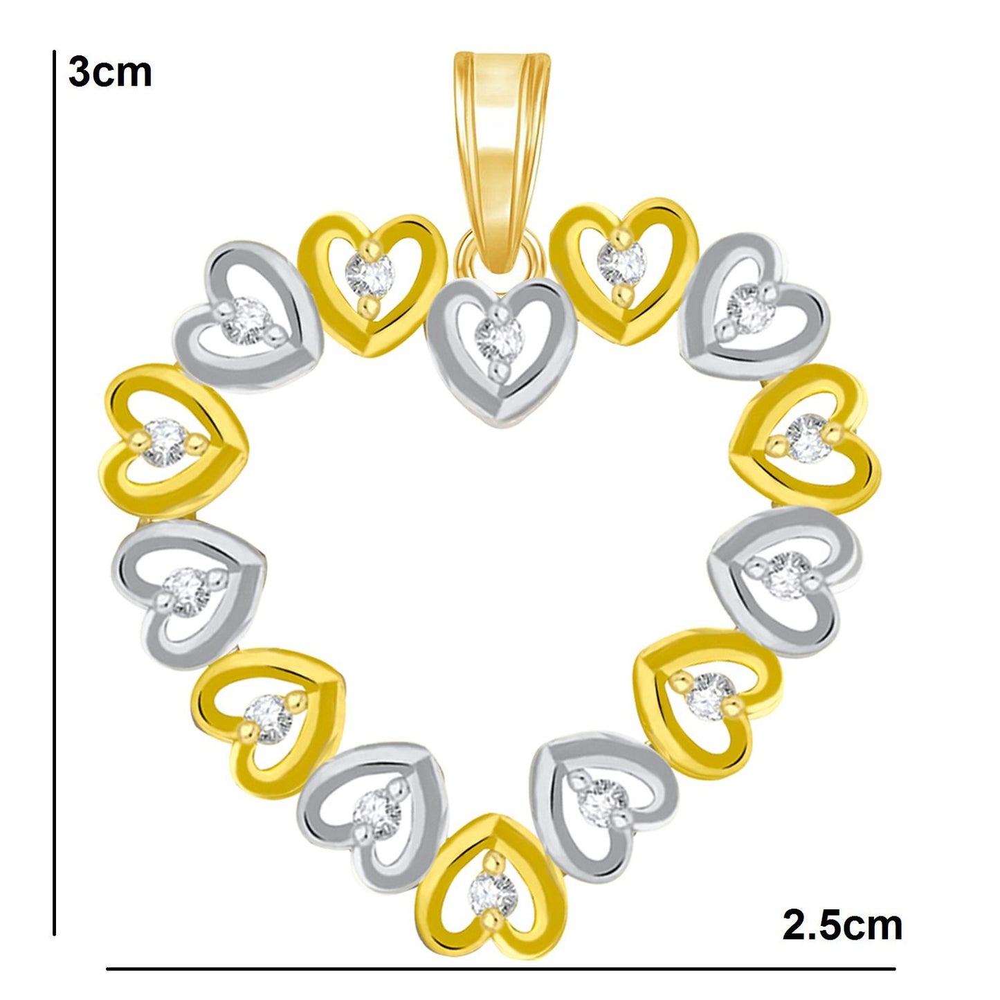 Pure 925 Sterling Silver Pendent Hearts In Valentine Heart Shape CZ Pendant Locket Gift For Women, Girls & Baby Girls