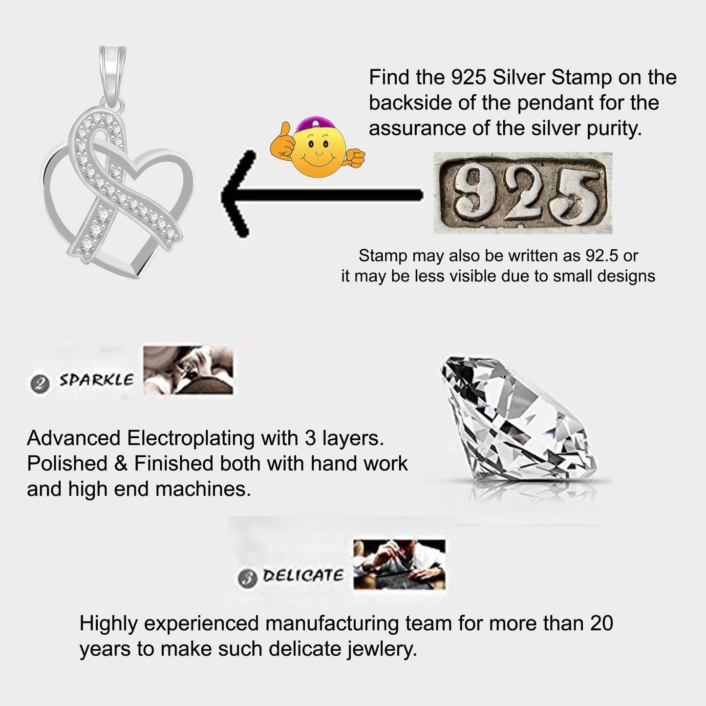 Pure 925 Sterling Silver Pendent Tie The Knot Valentine Heart Shape CZ Pendant Locket Gift For Women, Girls & Baby Girls