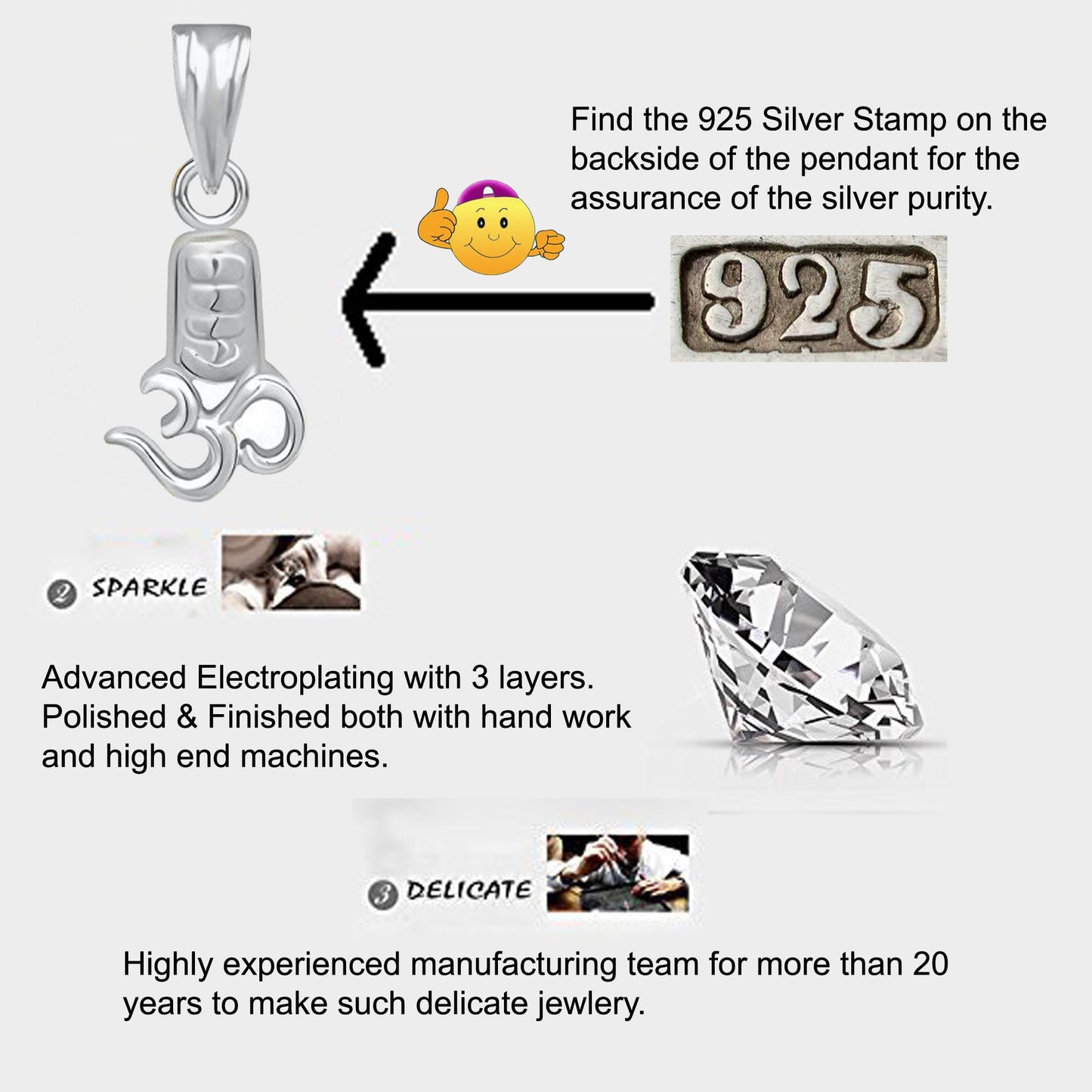 Pure 925 Sterling Silver Pendent In Om Religious Symbol Locket God Pendant For Men & Women