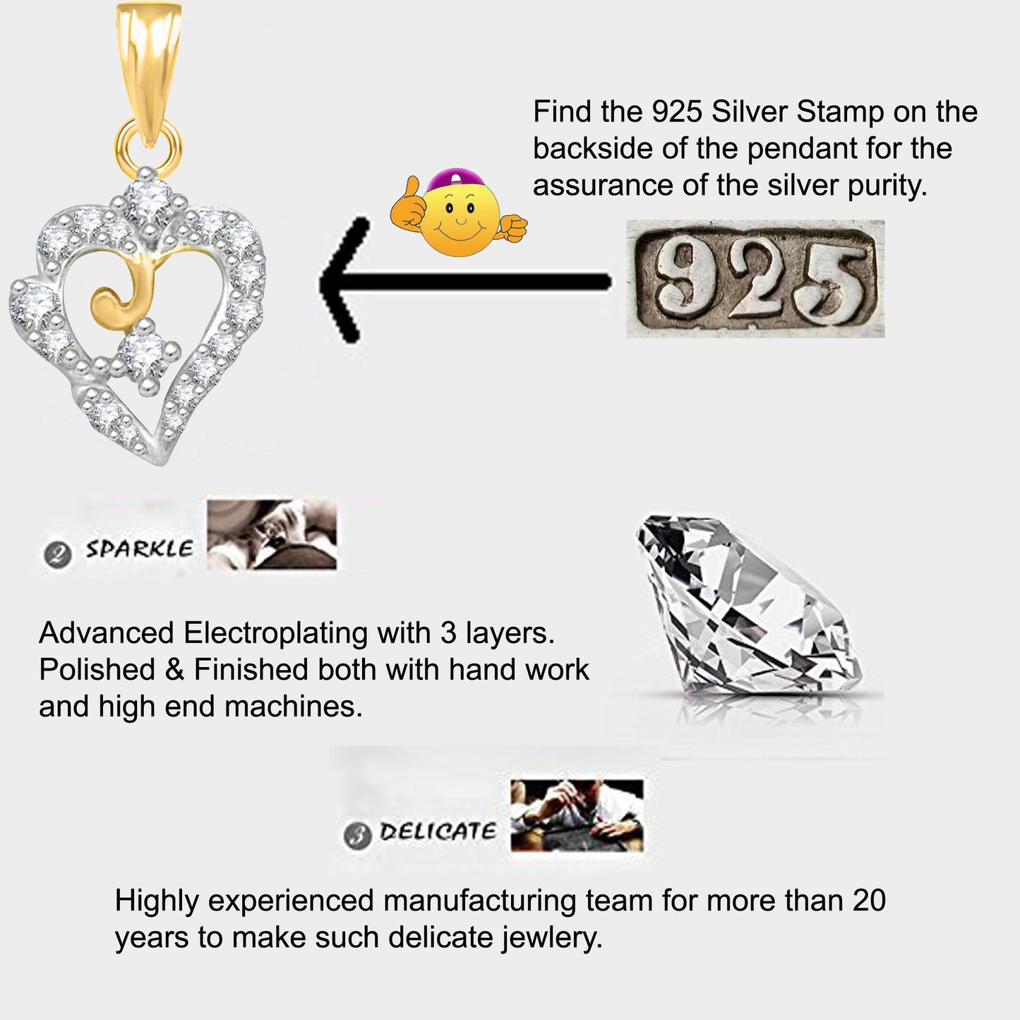 Pure 925 Sterling Silver Pendent Valentine Heart Shape In CZ Pendant Locket For Women, Girls & Baby Girls